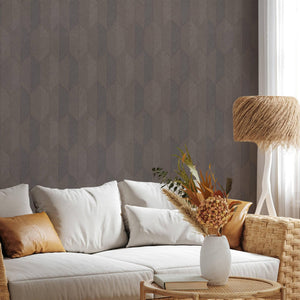Luxury Brown Chevron Geometric 3D Embossed Wallpaper, Traditional Non-Woven Wall Covering, 41.7"W x 614"H, Washable Removable