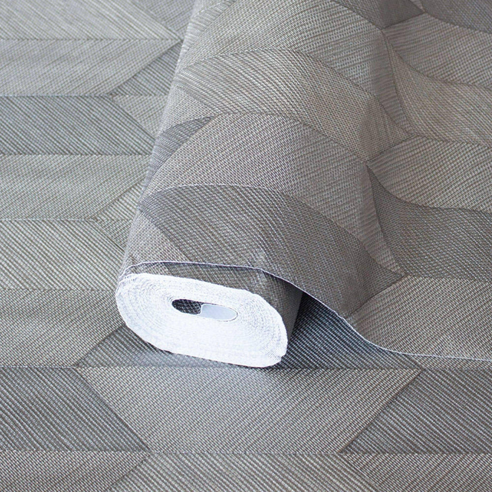 Luxury Beige Chevron Geometric 3D Embossed Wallpaper, Contemporary Non-Woven Wall Covering, 41.7"W x 614"H, Washable Removabl