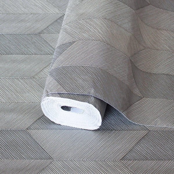 Luxury Beige Chevron Geometric 3D Embossed Wallpaper, Contemporary Non-Woven Wall Covering, 41.7"W x 614"H, Washable Removabl