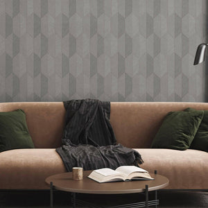Luxury Beige Chevron Geometric 3D Embossed Wallpaper, Contemporary Non-Woven Wall Covering, 41.7"W x 614"H, Washable Removabl