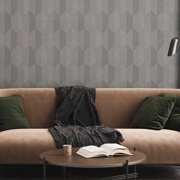 Luxury Beige Chevron Geometric 3D Embossed Wallpaper, Contemporary Non-Woven Wall Covering, 41.7"W x 614"H, Washable Removabl