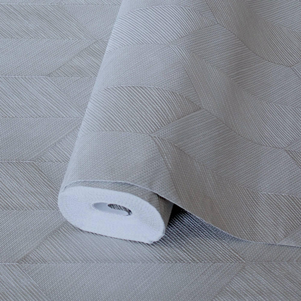 Luxury Gray Chevron Geometric 3D Embossed Wallpaper, Contemporary Non-Woven Wall Covering, 41.7"W x 614"H, Washable Removable