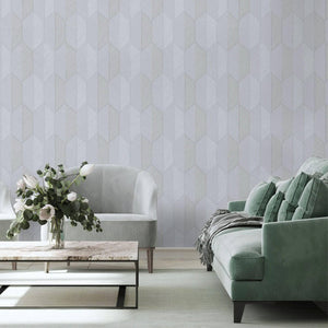 Luxury Gray Chevron Geometric 3D Embossed Wallpaper, Contemporary Non-Woven Wall Covering, 41.7"W x 614"H, Washable Removable