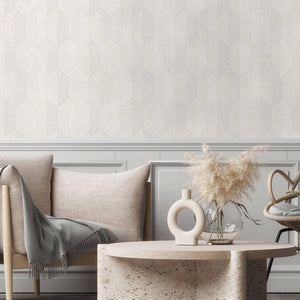Luxury Cream Chevron Geometric 3D Embossed Wallpaper, Boho Non-Woven Wall Covering, 41.7"W x 614"H, Washable Removable for Li