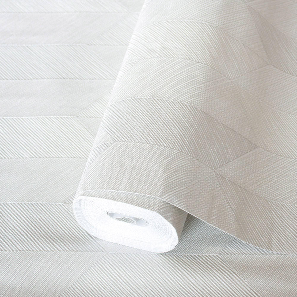Luxury Cream Chevron Geometric 3D Embossed Wallpaper, Boho Non-Woven Wall Covering, 41.7"W x 614"H, Washable Removable for Li