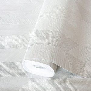 Luxury Cream Chevron Geometric 3D Embossed Wallpaper, Boho Non-Woven Wall Covering, 41.7"W x 614"H, Washable Removable for Li