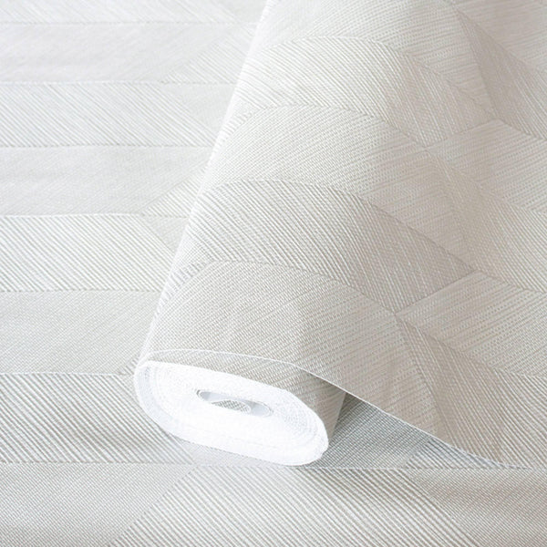 Luxury Cream Chevron Geometric 3D Embossed Wallpaper, Boho Non-Woven Wall Covering, 41.7"W x 614"H, Washable Removable for Li