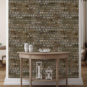 Luxury Beige Geometric Textured Wallpaper, Traditional Non-Woven Wall Covering, 41.7"W x 398"H, Washable Removable for Living