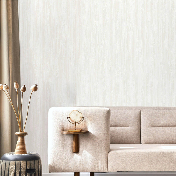Luxury White Abstract Distressed Textured Wallpaper, Elegant Non-Woven Wall Covering, 41.7"W x 398"H, Washable Removable for 