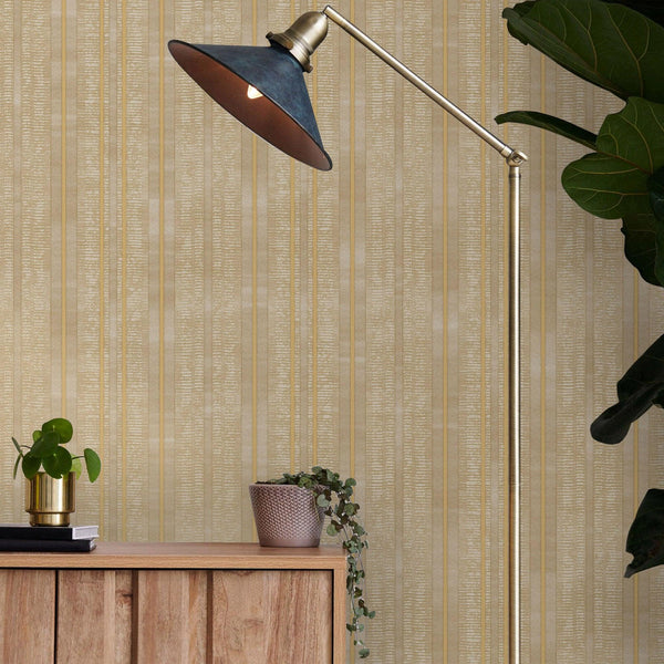 Luxury Beige Striped Stripe Wallpaper, Traditional Non-Woven Wall Covering, 41.7"W x 398"H, Washable Removable for Living Roo