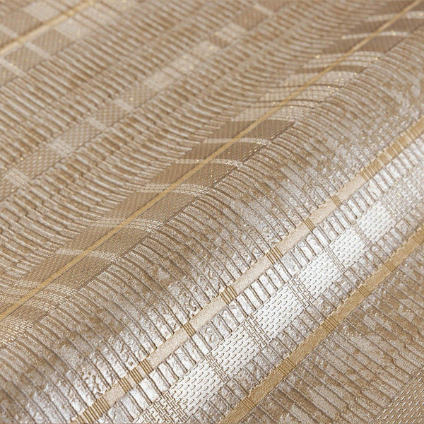 Luxury Beige Striped Stripe Wallpaper, Traditional Non-Woven Wall Covering, 41.7"W x 398"H, Washable Removable for Living Roo