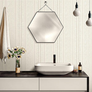 Luxury Silver Striped Stripe Wallpaper, Traditional Non-Woven Wall Covering, 41.7"W x 398"H, Washable Removable for Living Ro