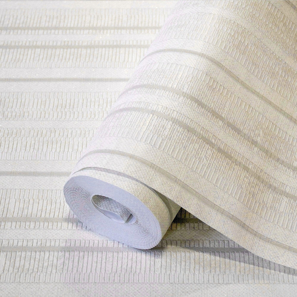 Luxury Silver Striped Stripe Wallpaper, Traditional Non-Woven Wall Covering, 41.7"W x 398"H, Washable Removable for Living Ro