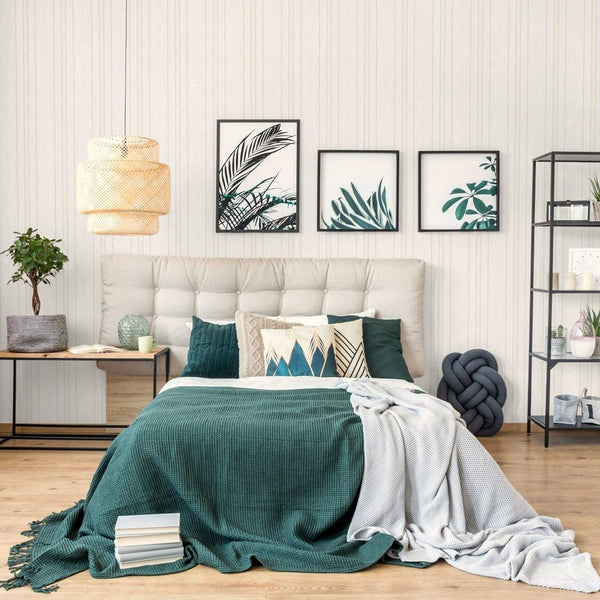 Luxury Silver Striped Stripe Wallpaper, Traditional Non-Woven Wall Covering, 41.7"W x 398"H, Washable Removable for Living Ro