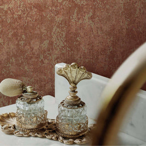 Luxury Copper Abstract Distressed 3D Embossed Wallpaper, Country Non-Woven Wall Covering, 41.7"W x 398"H, Washable Removable 