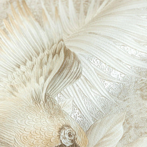 Luxury Cream Bird Birds 3D Embossed Wallpaper, Lodge Non-Woven Wall Covering, 41.7"W x 614"H, Washable Removable for Living R