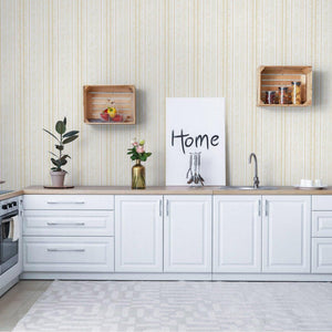 Luxury Cream Striped Stripe Wallpaper, Premium Non-Woven Wall Covering, 41.7"W x 398"H, Washable Removable for Living Room Be