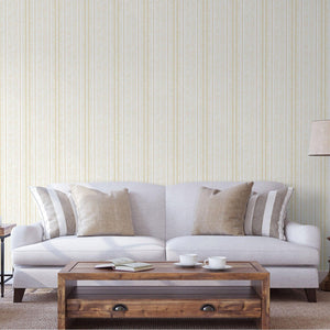 Luxury Cream Striped Stripe Wallpaper, Premium Non-Woven Wall Covering, 41.7"W x 398"H, Washable Removable for Living Room Be