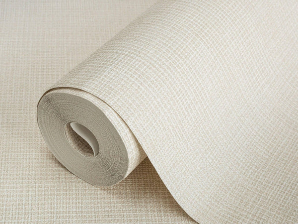 Luxury Cream Fabric Textured Wallpaper, Country Non-Woven Wall Covering, 41.7"W x 614"H, Washable Removable for Living Room B