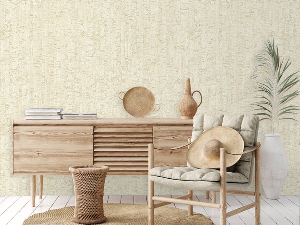 Luxury Cream Wood Textured Wallpaper, Coastal Non-Woven Wall Covering, 41.7"W x 614"H, Washable Removable for Living Room Bed