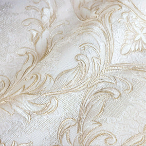 Luxury Cream Damask Embossed 3D Embossed Wallpaper, Boho Non-Woven Wall Covering, 41.7"W x 398"H, Washable Removable for Livi