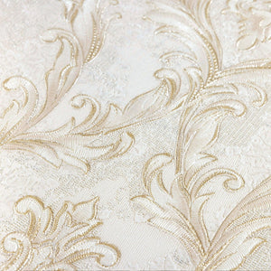 Luxury Cream Damask Embossed 3D Embossed Wallpaper, Boho Non-Woven Wall Covering, 41.7"W x 398"H, Washable Removable for Livi