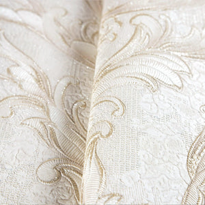 Luxury Cream Damask Embossed 3D Embossed Wallpaper, Boho Non-Woven Wall Covering, 41.7"W x 398"H, Washable Removable for Livi