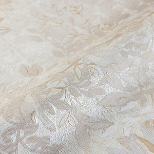 Luxury Beige Floral Leaves 3D Embossed Wallpaper, Country Non-Woven Wall Covering, 41.7"W x 614"H, Washable Removable for Liv