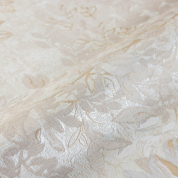 Luxury Beige Floral Leaves 3D Embossed Wallpaper, Country Non-Woven Wall Covering, 41.7"W x 614"H, Washable Removable for Liv