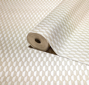 Luxury Cream Geometric Textured Wallpaper, Scandinavian Non-Woven Wall Covering, 41.7"W x 614"H, Washable Removable for Livin