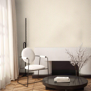 Luxury Cream Geometric Textured Wallpaper, Scandinavian Non-Woven Wall Covering, 41.7"W x 614"H, Washable Removable for Livin