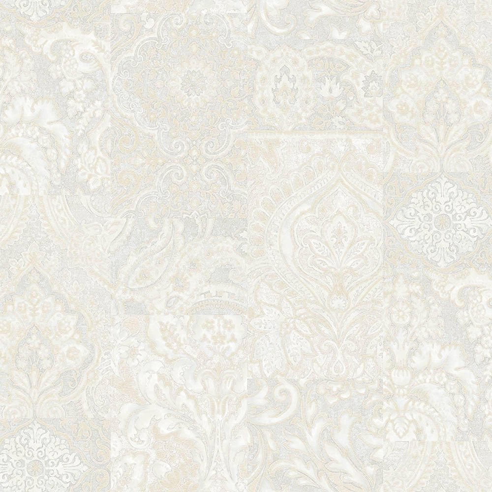 Luxury Cream Damask Textured 3D Embossed Wallpaper, Country Non-Woven Wall Covering, 41.7"W x 614"H, Washable Removable for L