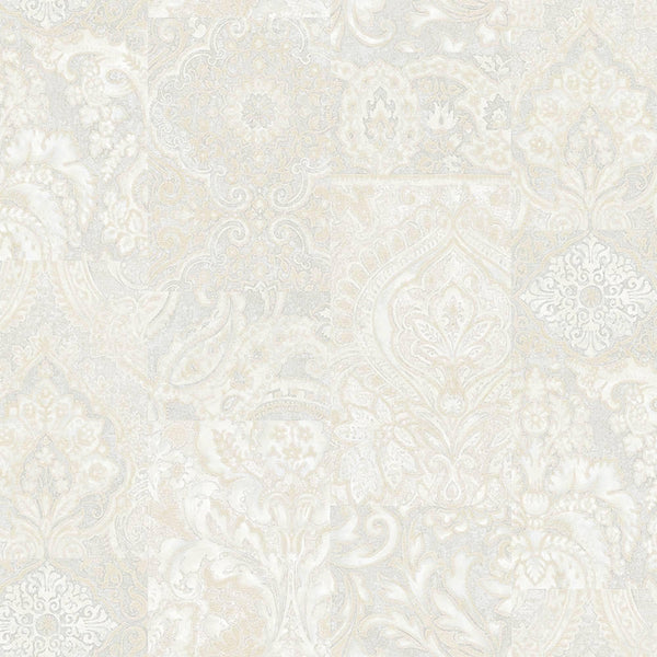 Luxury Cream Damask Textured 3D Embossed Wallpaper, Country Non-Woven Wall Covering, 41.7"W x 614"H, Washable Removable for L