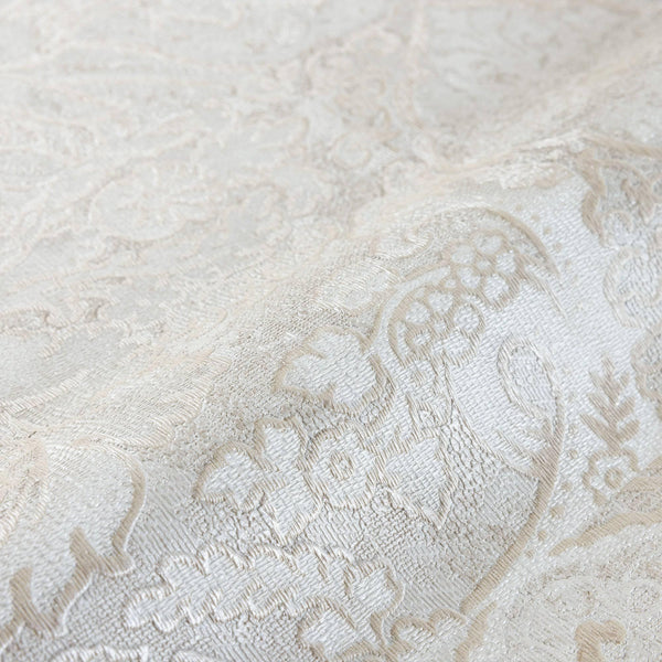 Luxury Cream Damask Textured 3D Embossed Wallpaper, Country Non-Woven Wall Covering, 41.7"W x 614"H, Washable Removable for L