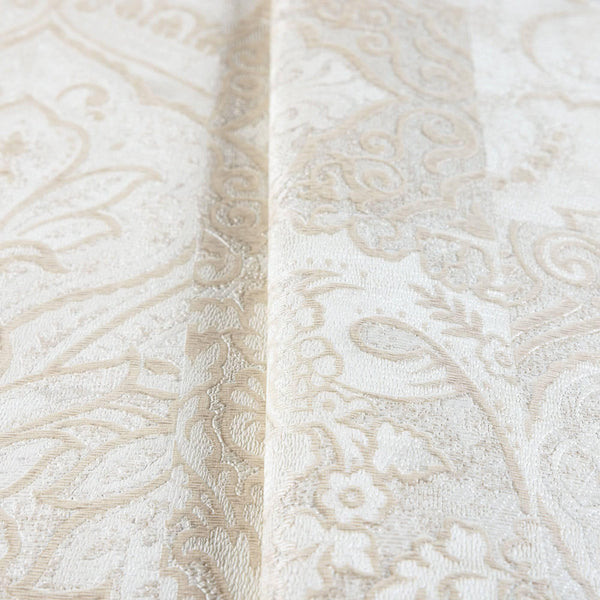 Luxury Cream Damask Textured 3D Embossed Wallpaper, Country Non-Woven Wall Covering, 41.7"W x 614"H, Washable Removable for L