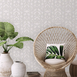 Luxury Cream Trellis Damask Wallpaper, Premium Non-Woven Wall Covering, 41.7"W x 398"H, Washable Removable for Living Room Be