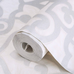 Luxury Cream Trellis Damask Wallpaper, Premium Non-Woven Wall Covering, 41.7"W x 398"H, Washable Removable for Living Room Be