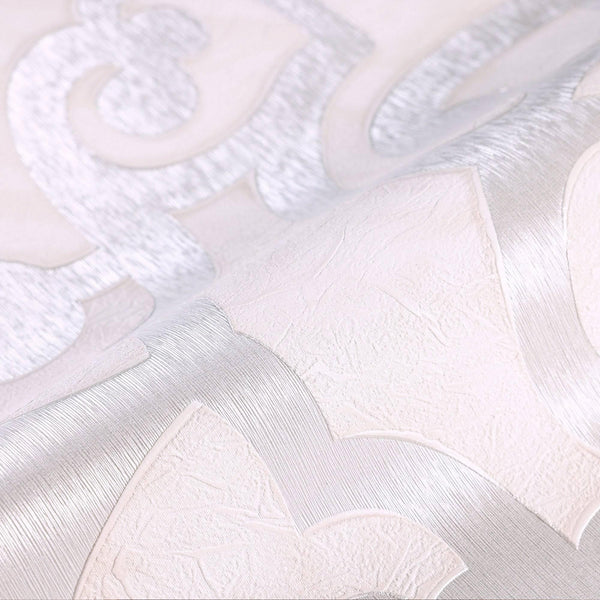 Luxury Cream Trellis Damask Wallpaper, Premium Non-Woven Wall Covering, 41.7"W x 398"H, Washable Removable for Living Room Be