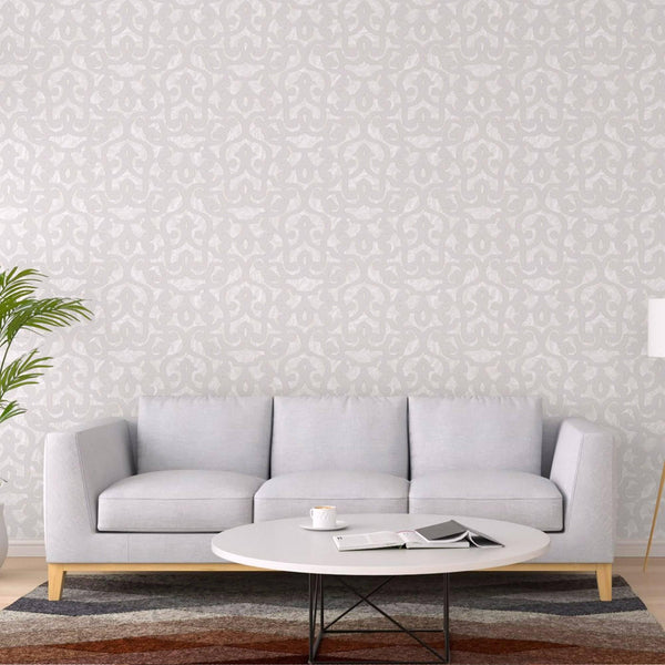 Luxury Cream Trellis Damask Wallpaper, Premium Non-Woven Wall Covering, 41.7"W x 398"H, Washable Removable for Living Room Be