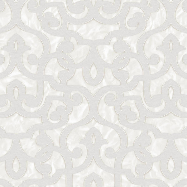Luxury Cream Trellis Damask Wallpaper, Premium Non-Woven Wall Covering, 41.7"W x 398"H, Washable Removable for Living Room Be