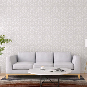 Luxury Cream Trellis Damask Wallpaper, Premium Non-Woven Wall Covering, 41.7"W x 398"H, Washable Removable for Living Room Be