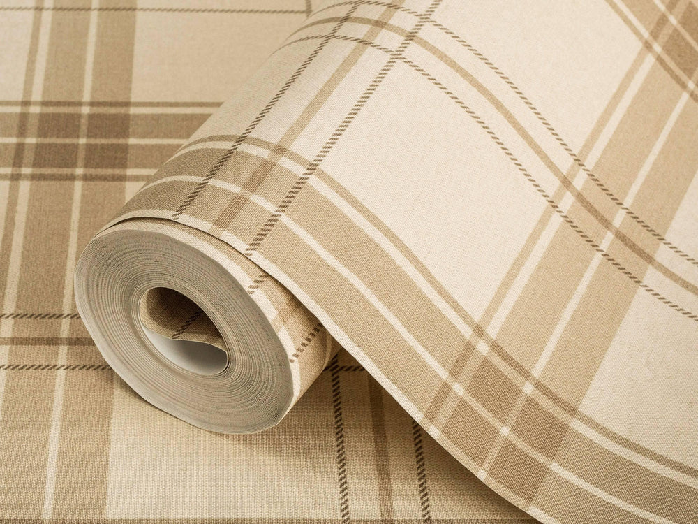 Luxury Cream Plaid Textured Wallpaper, Modern Non-Woven Wall Covering, 41.7"W x 614"H, Washable Removable for Living Room Bed