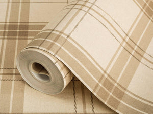 Luxury Cream Plaid Textured Wallpaper, Modern Non-Woven Wall Covering, 41.7"W x 614"H, Washable Removable for Living Room Bed