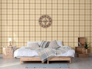 Luxury Cream Plaid Textured Wallpaper, Modern Non-Woven Wall Covering, 41.7"W x 614"H, Washable Removable for Living Room Bed