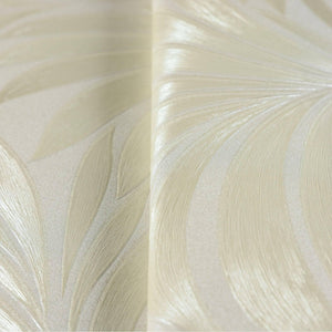 Luxury Cream Leaves Embossed 3D Embossed Wallpaper, Premium Non-Woven Wall Covering, 41.7"W x 398"H, Washable Removable for L