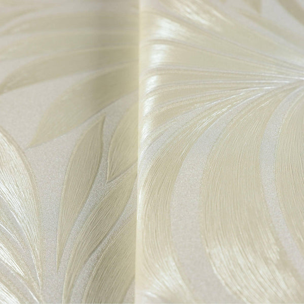 Luxury Cream Leaves Embossed 3D Embossed Wallpaper, Premium Non-Woven Wall Covering, 41.7"W x 398"H, Washable Removable for L