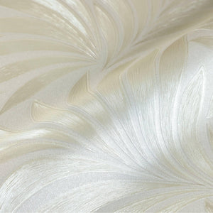 Luxury Cream Leaves Embossed 3D Embossed Wallpaper, Premium Non-Woven Wall Covering, 41.7"W x 398"H, Washable Removable for L