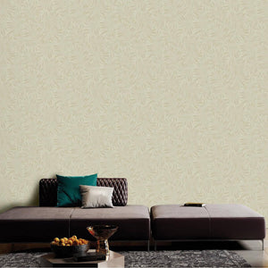 Luxury Cream Leaves Embossed 3D Embossed Wallpaper, Premium Non-Woven Wall Covering, 41.7"W x 398"H, Washable Removable for L