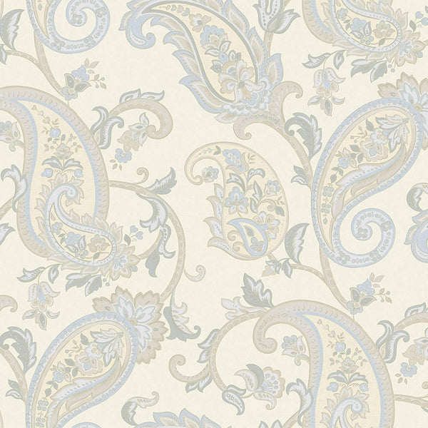 Luxury Cream Paisley Textured Wallpaper, Boho Non-Woven Wall Covering, 41.7"W x 614"H, Washable Removable for Living Room Bed