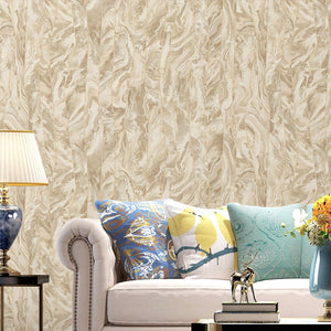 Luxury Cream Marble Striped Wallpaper, Modern Non-Woven Wall Covering, 41.7"W x 398"H, Washable Removable for Living Room Bed